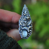 Size 6.5, Beneath the Ferns, Brilliant White Moonstone